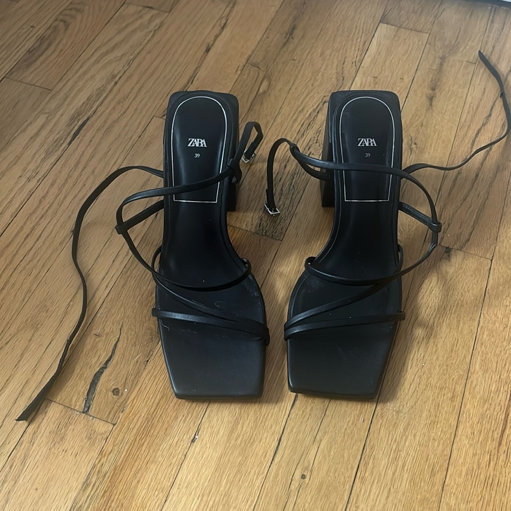 Zara Black Strappy Heels